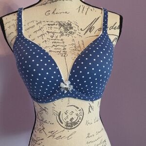 Victoria's Secret Polka Dot Blue Bra Size 36D